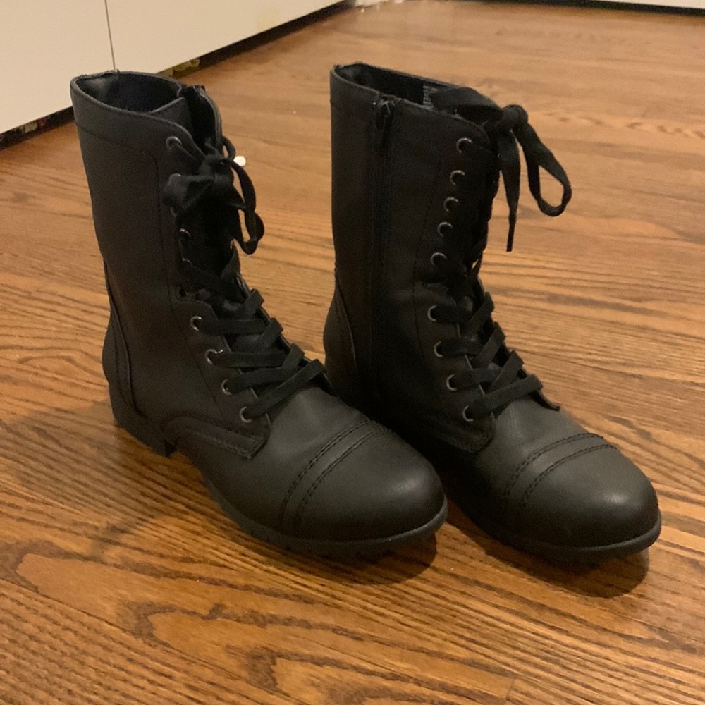 Time and Tru black combat boots